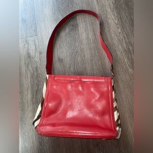 Adrienne Vittadini Red Zebra Leather Purse Handbag